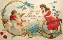 Cartão Postal Vintage do Dia dos Namorados