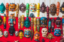 Máscaras de Madeira Esculpidas, Katmandu, Nepal