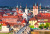 Vista aérea noturna da cidade velha de Wurzburg